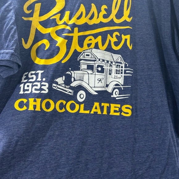 Russell Stover Chocolate Vintage Style Blue Graphic Short Sleeve Tee unisex NWOT - Picture 2 of 8